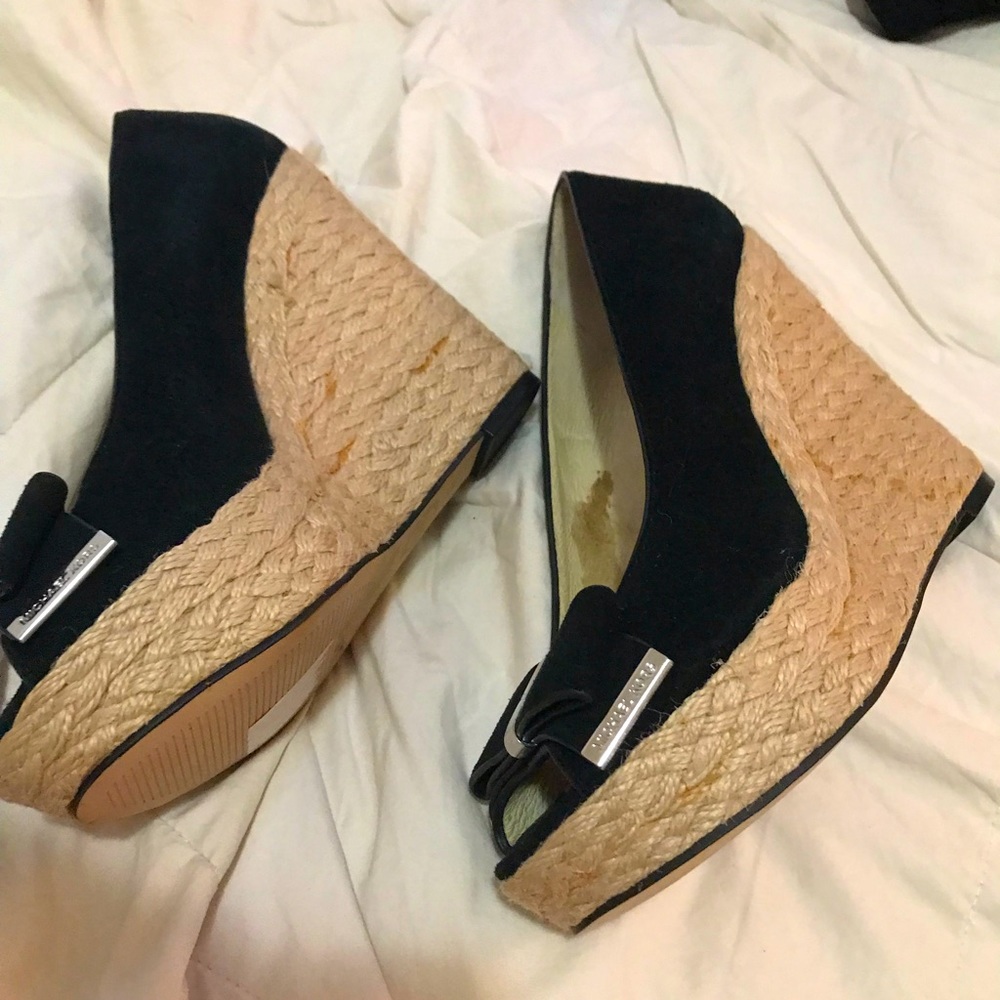 Micheal k open toe wedge heels black new never wore